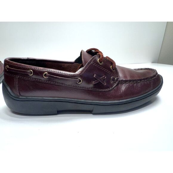 Bass Karina Women's Lace Up Brown Vintage Leather Loafer Moc Toe Boat Shoe, 6M - Picture 4 of 8